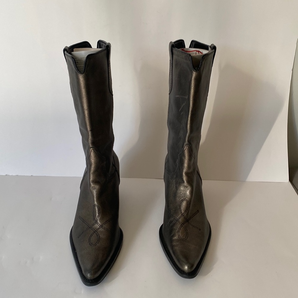 Franco Sarto Leather Cowboy boots Antique gold 10M
